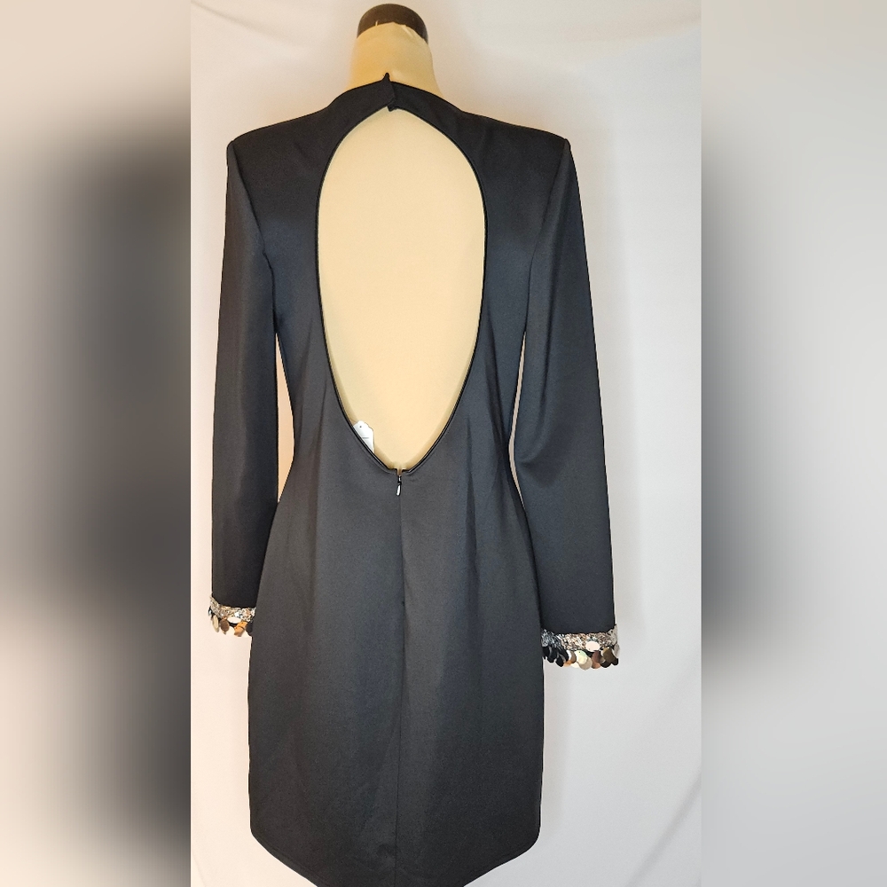 Sho Black Long Sleeve Dress with Sequin Details - XL - Picture 3 of 9
